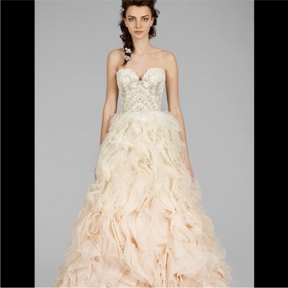 Lazaro Wedding Gown in Pink Ombré